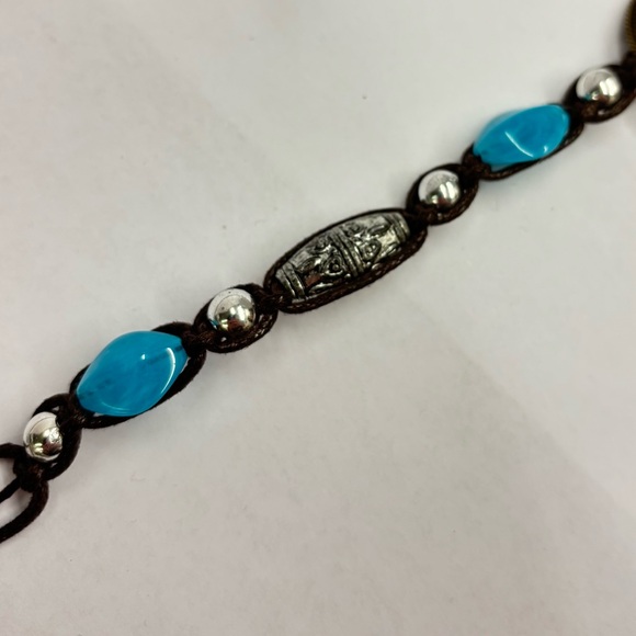 Vintage turquoise tie belt, 50" long - Picture 5 of 8